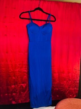 👑 NWOT SIZE SMALL Windsor Royal Blue Spaghetti-Strap Midi Dress